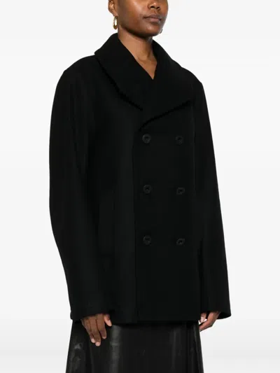Pence Double-breasted Wool Coat In Black
