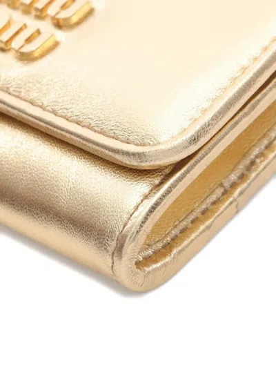 Pre-owned Miu Miu 2010s Leather Chain Card Case In Neutral