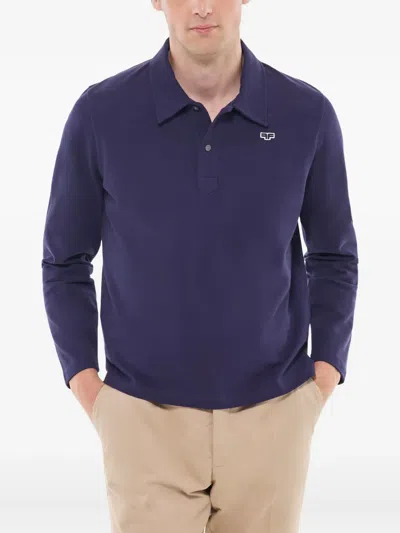 Fursac Long-sleeve Logo Polo Shirt In Blue