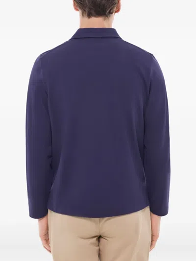 Fursac Long-sleeve Logo Polo Shirt In Blue