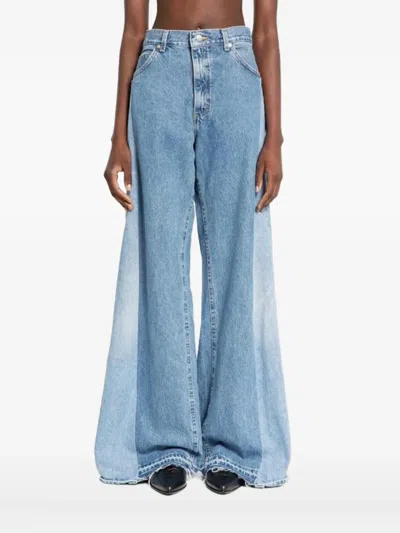 E.l.v Denim Panelled Wide-leg Jeans In Blue