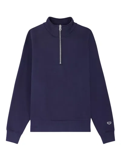Fursac Half-zip Embroidered Sweatshirt In Blue
