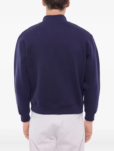Fursac Half-zip Embroidered Sweatshirt In Blue