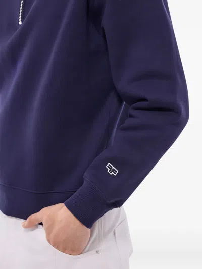 Fursac Half-zip Embroidered Sweatshirt In Blue
