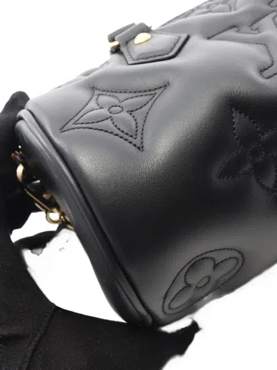 Pre-owned Louis Vuitton 2021s Embossed Monogram Bubble Handbag In Black
