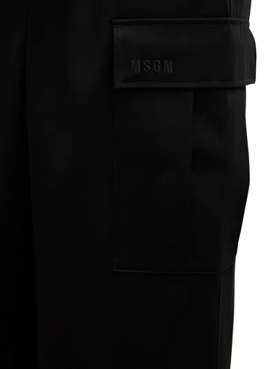 Msgm Utility Cargo Pant With Multiple Pockets In Black