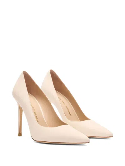 Stuart Weitzman Pointed-toe Suede Pumps In Neutral