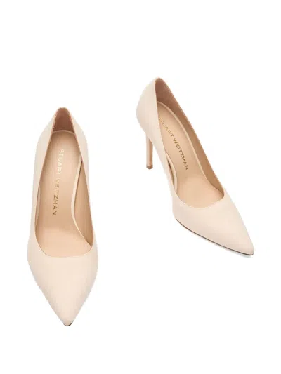 Stuart Weitzman Pointed-toe Suede Pumps In Neutral