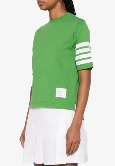 Thom Browne 4-bar Stripes Crewneck T-shirt In Green