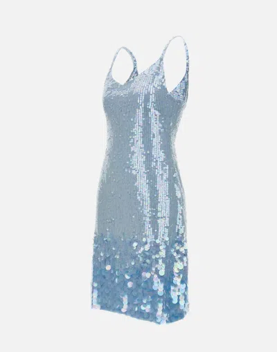 P.a.r.o.s.h Iridescent Sequin-embellished Mini Dress In Blue