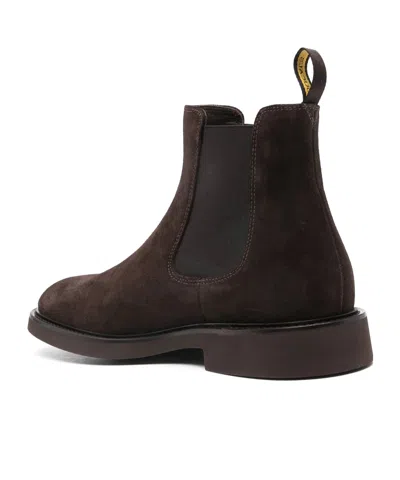 Doucal's Dark Brown Suede Ankle Boot In Black