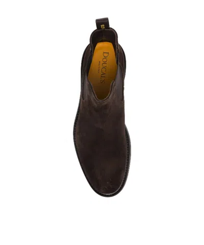 Doucal's Dark Brown Suede Ankle Boot In Black