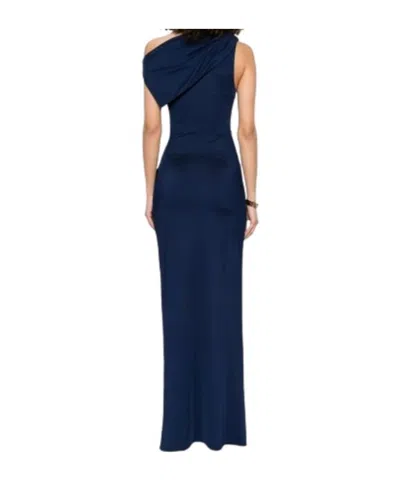 Elisabetta Franchi Red Carpet Oltremare Asymmetric Dress In Blue