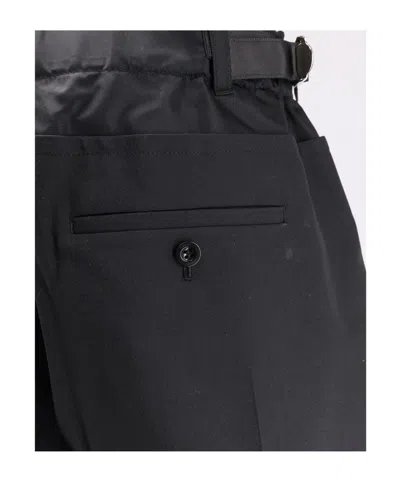 Sacai Front Pleats Wool Blend Shorts In Black