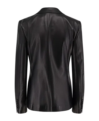 Tom Ford Wool Jacket With Notched Lapels And Front Pockets In Black