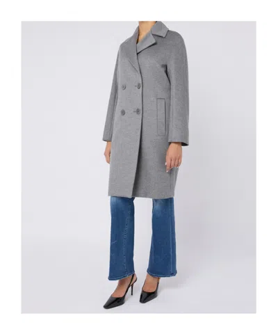 Max Mara 'agenda' Double-breasted Virgin Wool Coat In Gray
