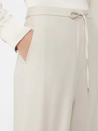 Max Mara Wool Twill Drawstring Trousers In White