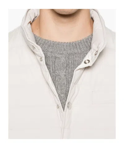 Brunello Cucinelli Men Water-resistant Microfiber Lightweight Down Vest In White