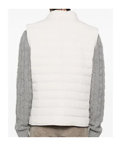 Brunello Cucinelli Men Water-resistant Microfiber Lightweight Down Vest In White