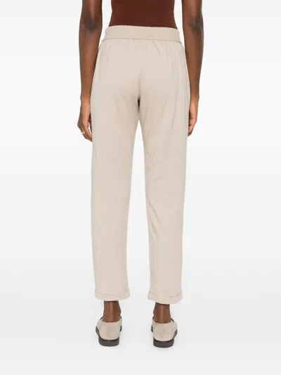 Brunello Cucinelli Cotton Joggers With Elastic Waistband And Side Pockets In Neutral