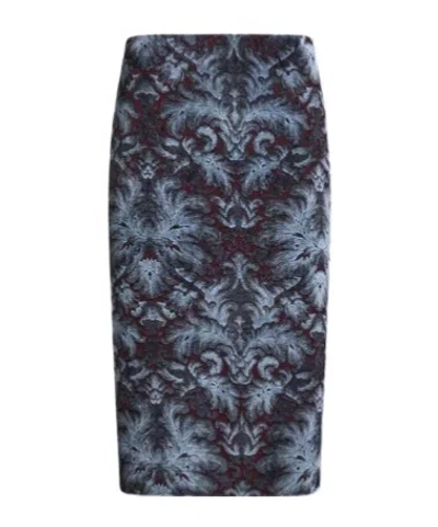 Etro Damask-pattern Velvet Midi Skirt In Black