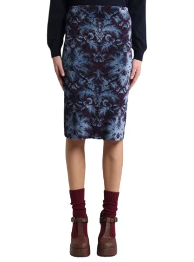 Etro Damask-pattern Velvet Midi Skirt In Black