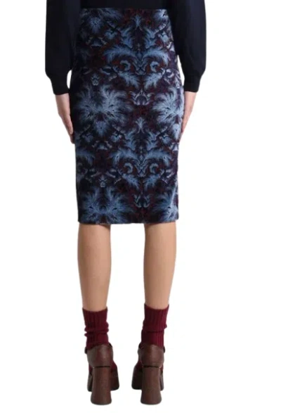 Etro Damask-pattern Velvet Midi Skirt In Black