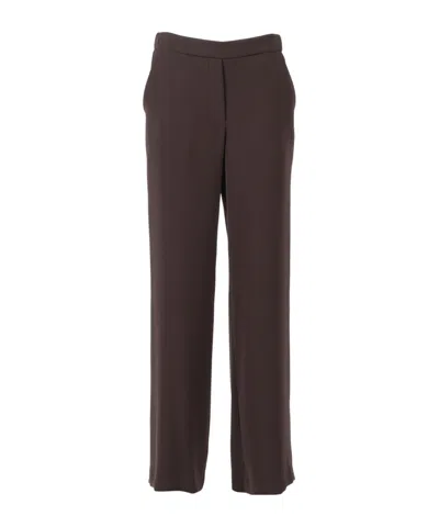 P.a.r.o.s.h Brown Pants With Elastic Waist And Wide Leg In Fabric Woman In Blue