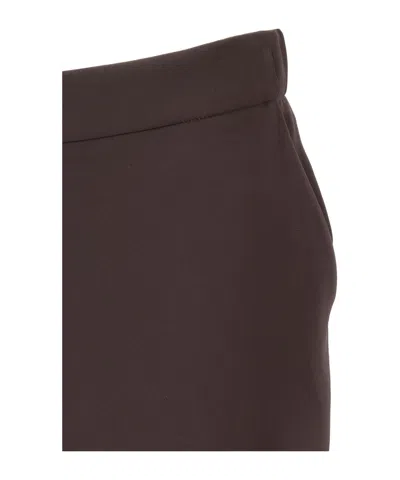 P.a.r.o.s.h Brown Pants With Elastic Waist And Wide Leg In Fabric Woman In Blue