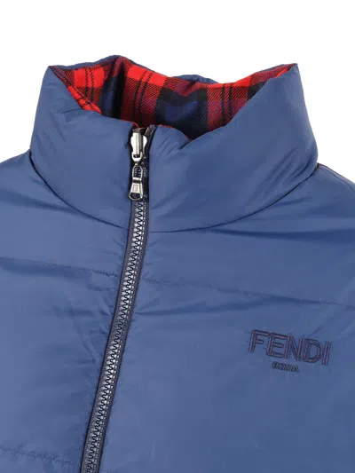 Fendi Plaid Cotton Jacket In Red