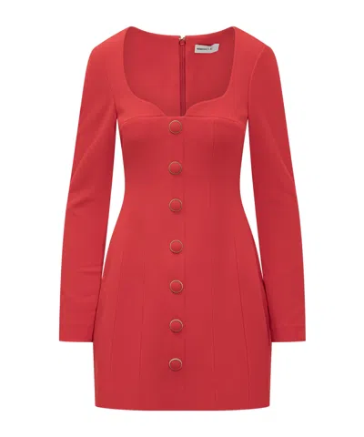 Rebecca Vallance Cameron Button-embellished Crepe Mini Dress In Red