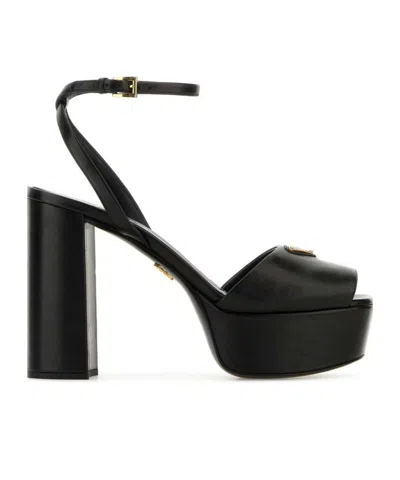 Prada Black Nappa Leather Sandals In Black