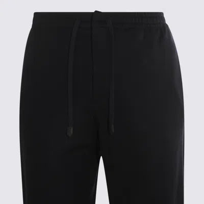Canali Drawstring Elastic Waist Casual Pants In Black