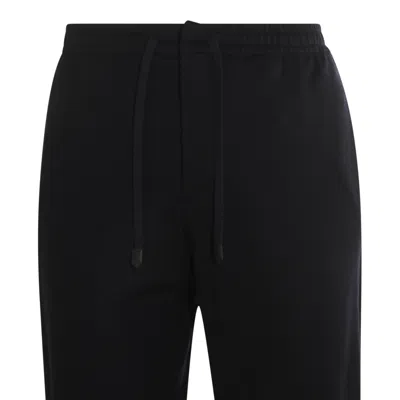 Canali Drawstring Elastic Waist Casual Pants In Black