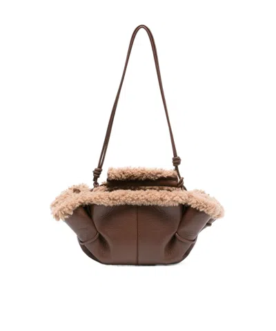 Hereu Arta Mini Curly Shearling Trims Bags In Brown