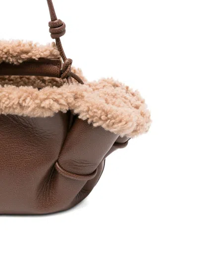 Hereu Arta Mini Curly Shearling Trims Bags In Brown