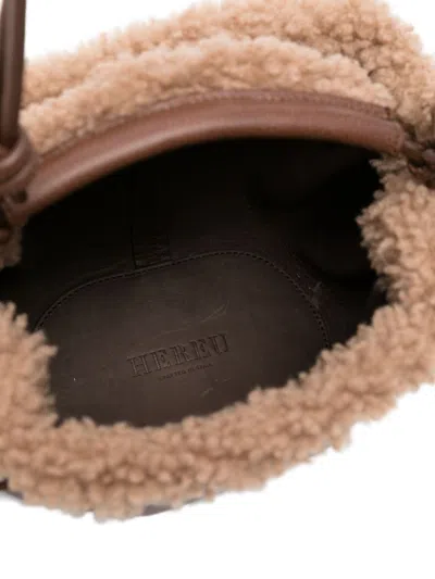 Hereu Arta Mini Curly Shearling Trims Bags In Brown