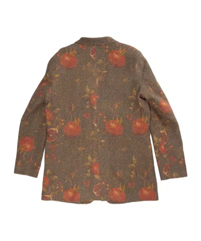 Uma Wang Contrasting Pattern Wool Blend Blazer In Brown