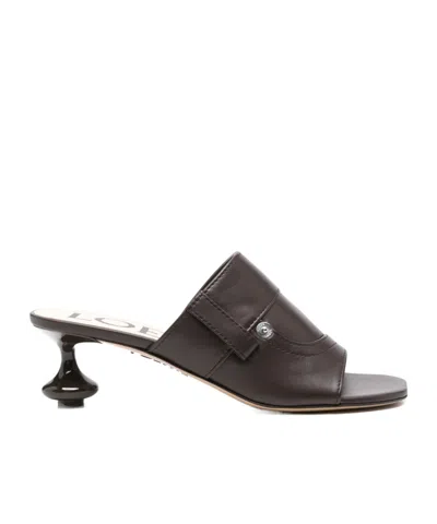 Loewe Toy Panta Leather Slide Sandals In Brown
