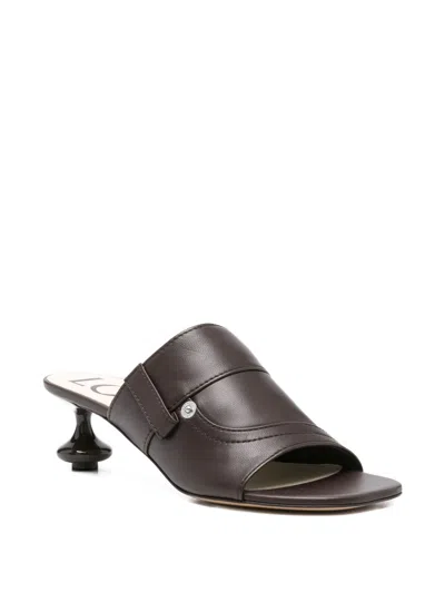 Loewe Toy Panta Leather Slide Sandals In Brown