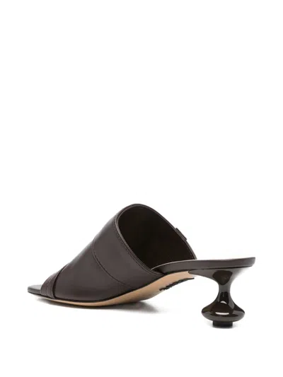Loewe Toy Panta Leather Slide Sandals In Brown