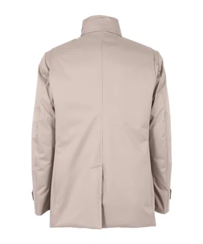 Moorer High-collar Casual Jacket With Smooth Finish In Neutral
