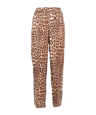 P.a.r.o.s.h Relaxed Fit Leopard Print Silk Pants In Multi