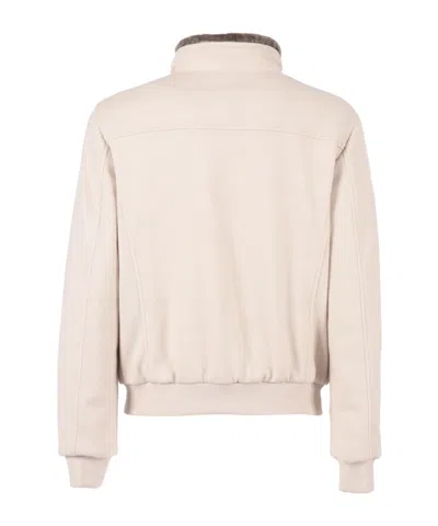 Moorer Minimalist High-collar Jacket With Zip-up Front In Neutral