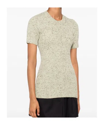 Prada Wool And Linen Short-sleeve Sweater In Gray