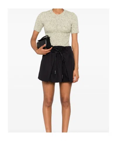 Prada Wool And Linen Short-sleeve Sweater In Gray