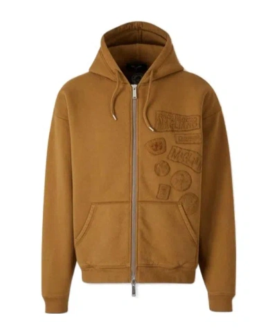 Dsquared2 Logo-patch Zip-up Hoodie In Brown