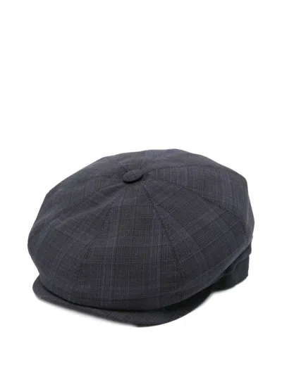 Borsalino Wool Cap With Flat Crown And Short Brim In Blue