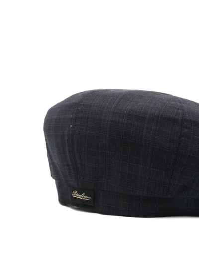 Borsalino Wool Cap With Flat Crown And Short Brim In Blue