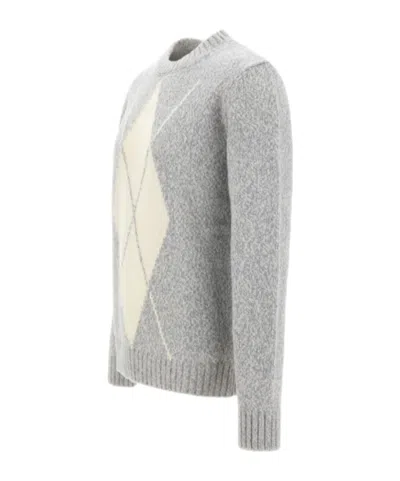Eleventy Geometric-pattern Wool Sweater In Gray